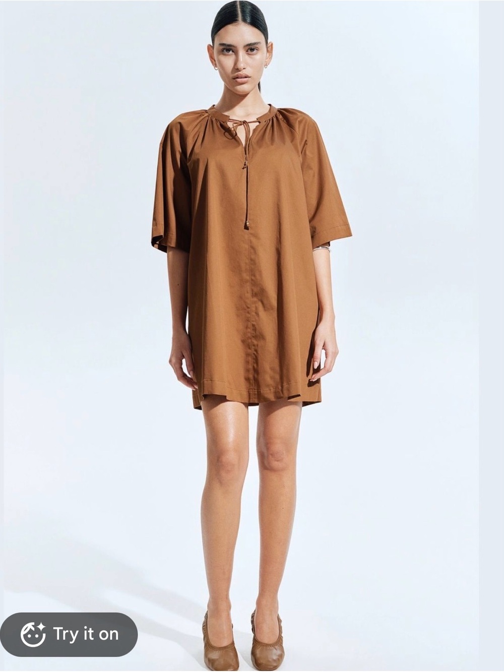 2 for $30 sale: H&M brown cotton popover mini dress - loose fit M